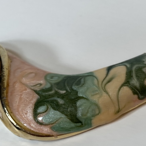 Gold Tone Snake Chain & Enamel Vintage Choker Green Light Pink - Picture 9 of 13